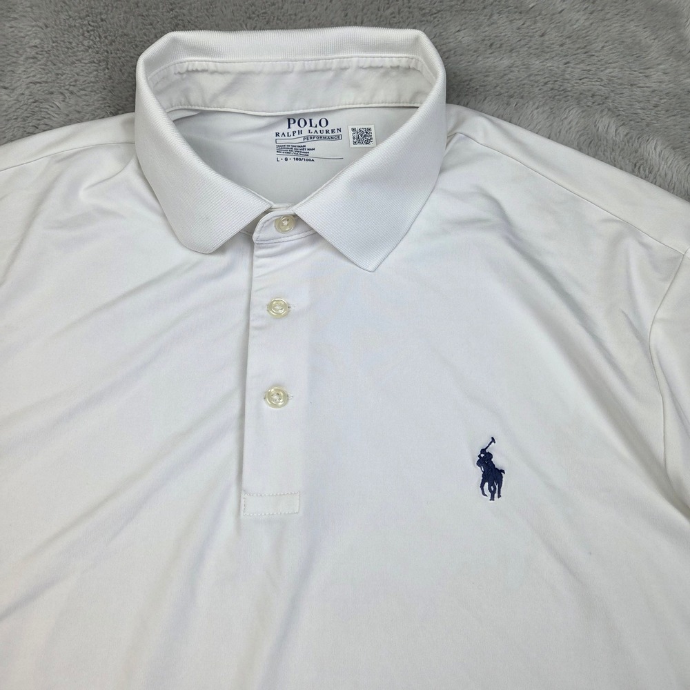 Polo Ralph Lauren Performance Polo Mens L Short Sleeve Stretch Golf Shirt White